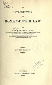 Cover of: An introduction to Roman-Dutch law.