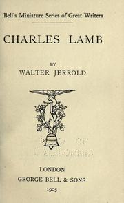 Cover of: Charles Lamb by Walter Jerrold