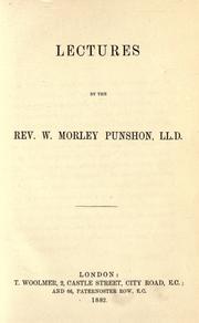 Cover of: Lectures. by William Morley Punshon