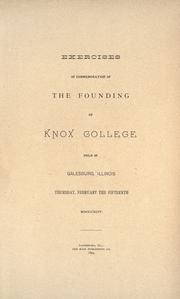 Exercises in commemoration of the founding of Knox College by Knox College (Galesburg, Ill.)