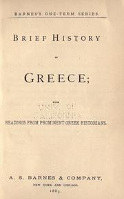 Cover of: Brief history of Greece by 