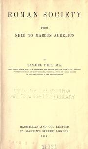 Cover of: Roman society from Nero to Marcus Aurelius by Samuel Dill