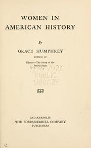 Cover of: Women in American history. by Grace Humphrey, Grace Humphrey