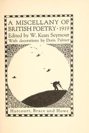 Cover of: A miscellany of British poetry, 1919 by William Kean Seymour