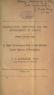 A short dichotomous key to the hitherto unknown species of Eucalyptus by J. George Luehmann
