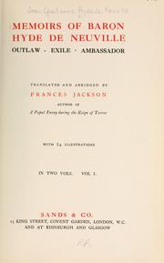 Cover of: Memoirs of Baron Hyde de Neuville by Hyde de Neuville, Jean Guillaume baron, Hyde de Neuville, Jean Guillaume baron