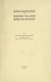 Cover of: Bibliography of Rhode Island bibliography