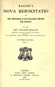 Cover of: Bacon's Nova resuscitatio by Begley, Walter
