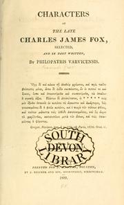 Cover of: Characters of the late Charles James Fox