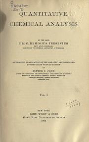 Cover of: Quantitative chemical analysis by Fresenius, C. Remigius