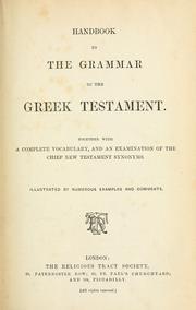 Cover of: Handbook to the grammar of the Greek Testament. by 