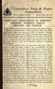 Cover of: Forestry conditions in Sweden, Norway, Great Britain and France. by Edward Beck