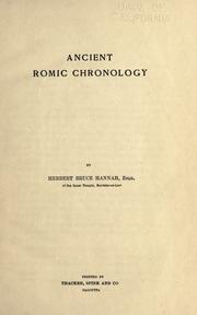 Cover of: Ancient Romic chronology. by Herbert Bruce Hannah