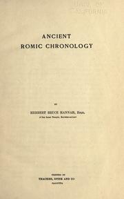 Cover of: Ancient Romic chronology. by Herbert Bruce Hannah, Herbert Bruce Hannah