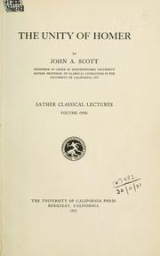 Cover of: The unity of Homer. by John Adams Scott