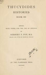 Cover of: Histories: book 3.  Edited with notes, for the use of schools