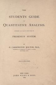 Cover of: Students' guide in quantitative analysis: intended as an aid to the study of Fresenius' system.