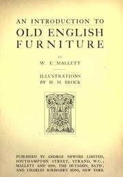 Cover of: An introduction to old English furniture by W. E. Mallett