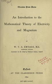 Cover of: An introduction to the mathematical theory of electricity and magnetism.