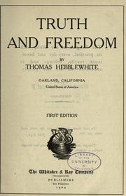 Truth and freedom by Thomas Hebblewhite