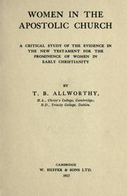 Cover of: Women in the Apostolic church by Thomas Bateson Allworthy