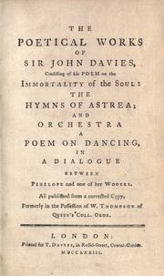 Cover of The poetical works of Sir John Davies, consisting of his poem on the immortality of the soul