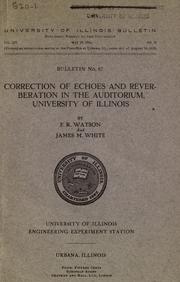 Cover of: Correction of echoes and reverberation in the Auditorium, University of Illinois by Floyd Rowe Watson