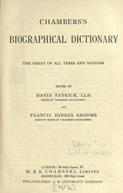 Cover of: Chamber's biographical dictionary: the great of all times and nations