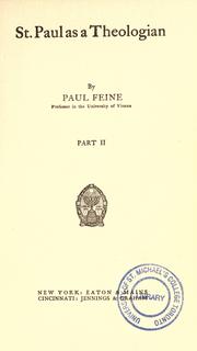 Cover of: St. Paul as a theologian by Paul Feine