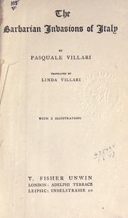 Cover of: The barbarian invasions of Italy. by Pasquale Villari