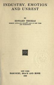 Cover of: Industry, emotion, and unrest by Edward Thomas
