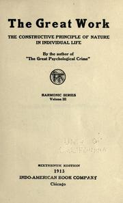 Cover of: The great work by Richardson, J. E., Richardson, J. E.