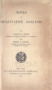 Cover of: Notes on qualitative analysis