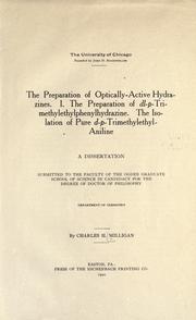 Cover of: The preparation of optically-active hydrazines. by Charles H. Milligan