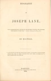 Biography of Joseph Lane .. by Western pseud.