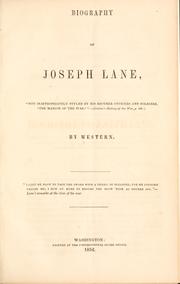 Cover of: Biography of Joseph Lane ... by Western pseud.