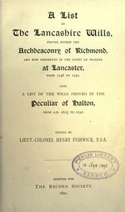 Cover of: [Publications] by Record Society for the Publication of Original Documents relating to Lancashire and Cheshire