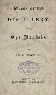Cover of: Deacon Giles's distillery: and other miscellanies.