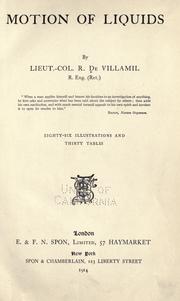Cover of: Motion of liquids by Richard De Villamil