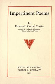 Cover of: Impertinent poems by Cooke, Edmund Vance