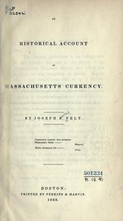 Cover of: An historical account of Massachusetts currency.