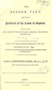 Cover of: Institutes of the laws of England by Sir Edward Coke