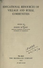 Cover of: Educational resources of village and rural communities.