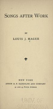 Songs after work by Magee, Louis J.