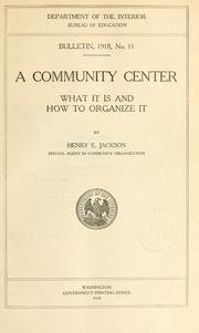Cover of: A community center by Henry Ezekiel Jackson