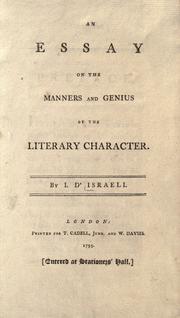 Cover of: An essay on the manners and genius of the literary character.