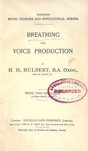 Cover of: Breathing for voice production by H. H. Hulbert