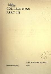 Cover of: Collections. by Malone Society.