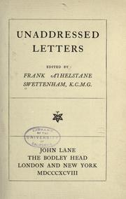 Cover of: Unaddressed letters