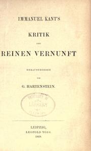 Cover of: Kritik der reinen vernunft by Immanuel Kant